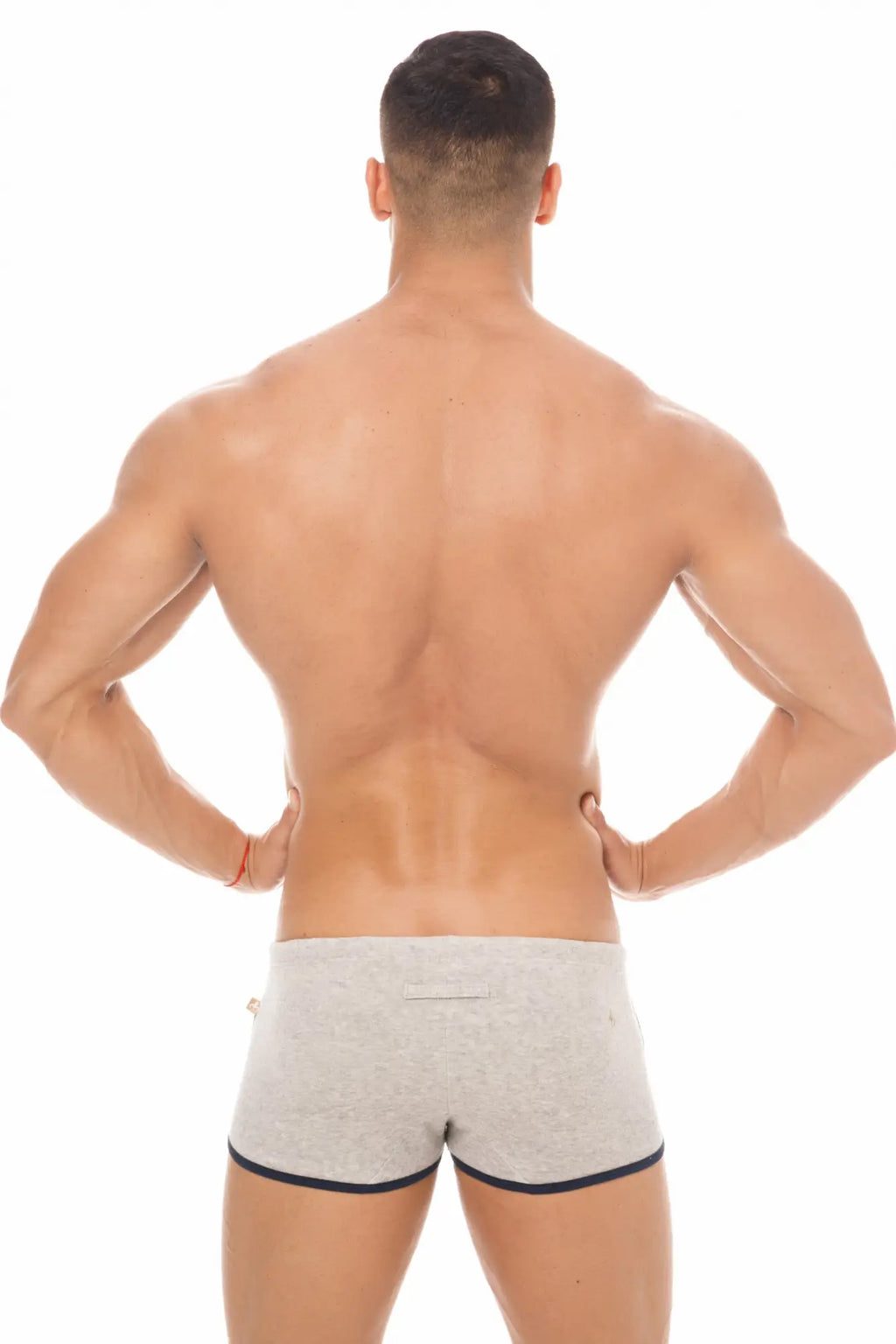Marcuse sweat shorts in gray athletic fabric with black trim designed for comfortable casual wear