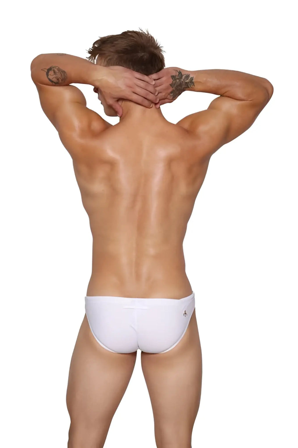 White marcuse urbane bikini swimwear briefs with a small side logo designed for swim and beach use