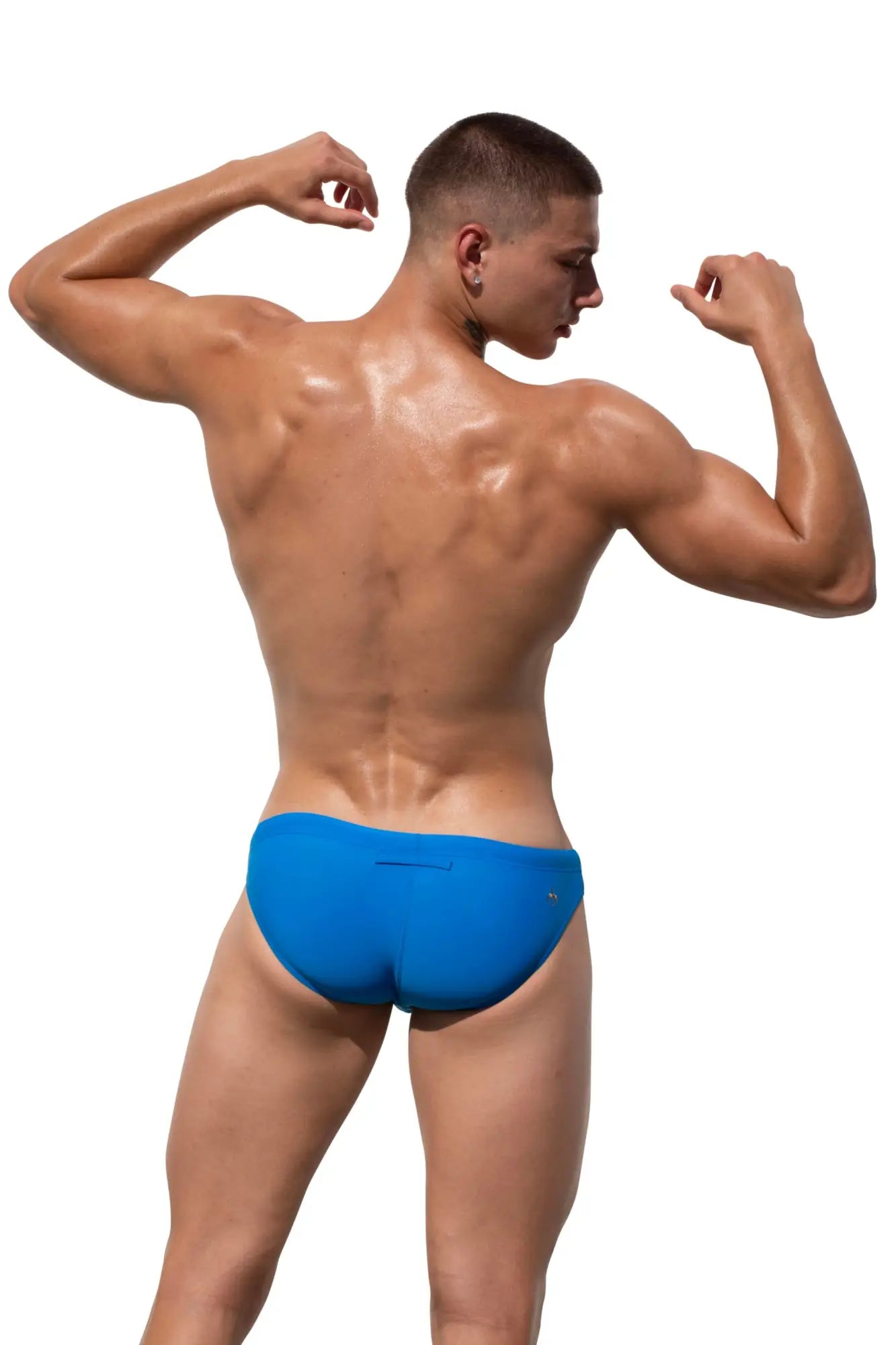 Blue swim trunks from marcuse vacay bikini swimwear made with lightweight quick-dry fabric for beach use