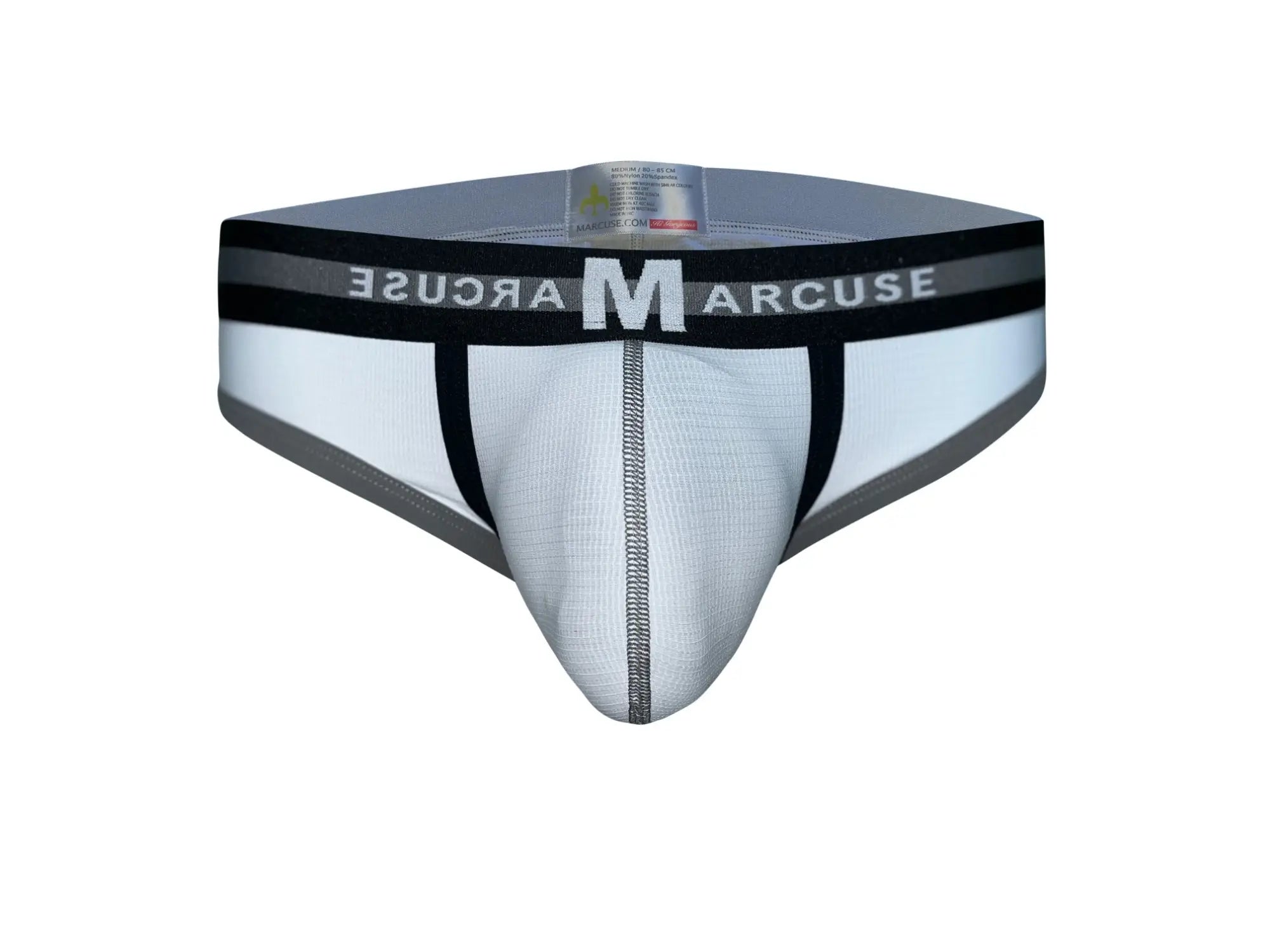 Marcuse Vertio brief underwear in white and black with textured fabric design for comfortable everyday wear
