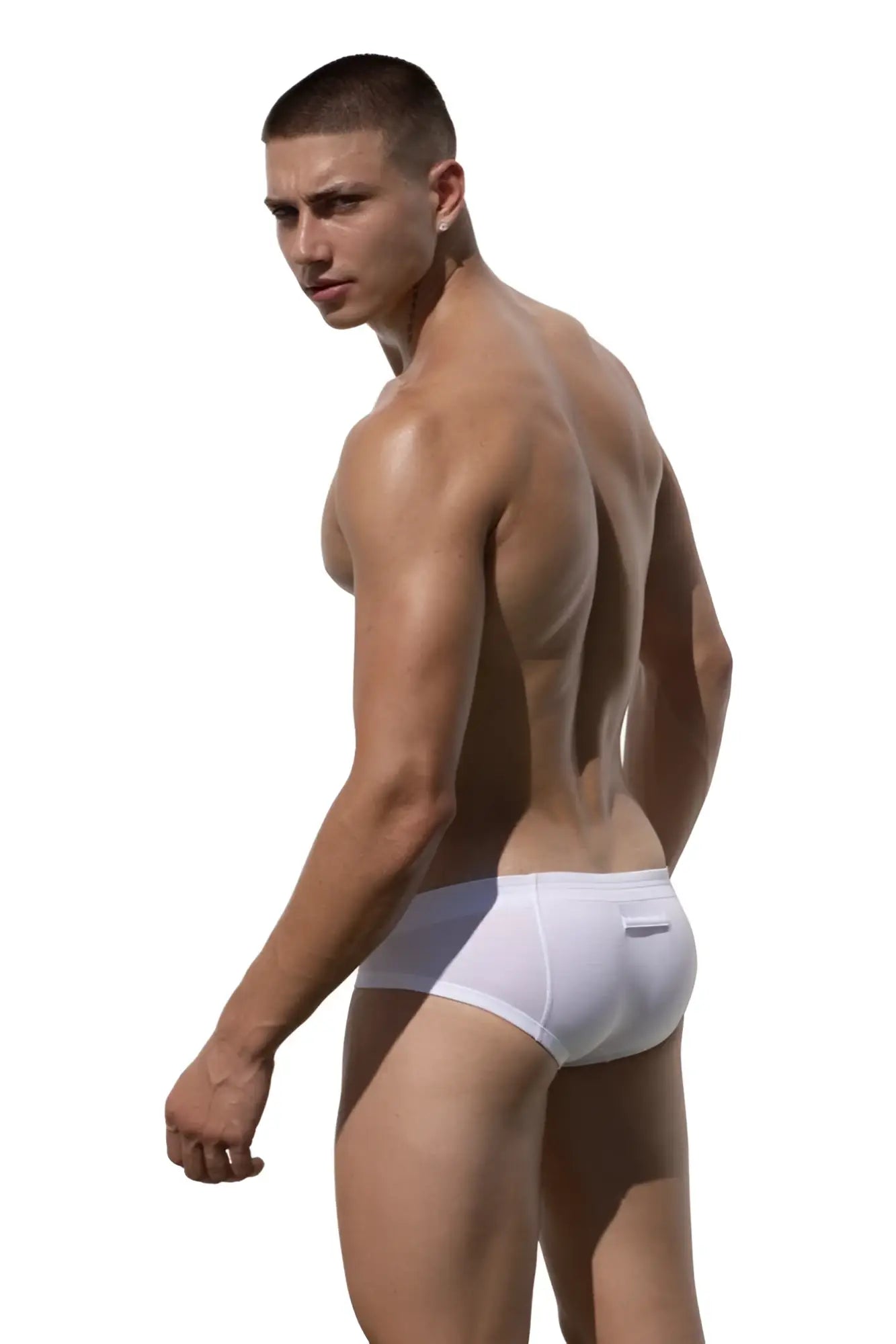 Marcuse Waterboy white briefs with subtle seam detail offering comfortable and stylish underwear fit