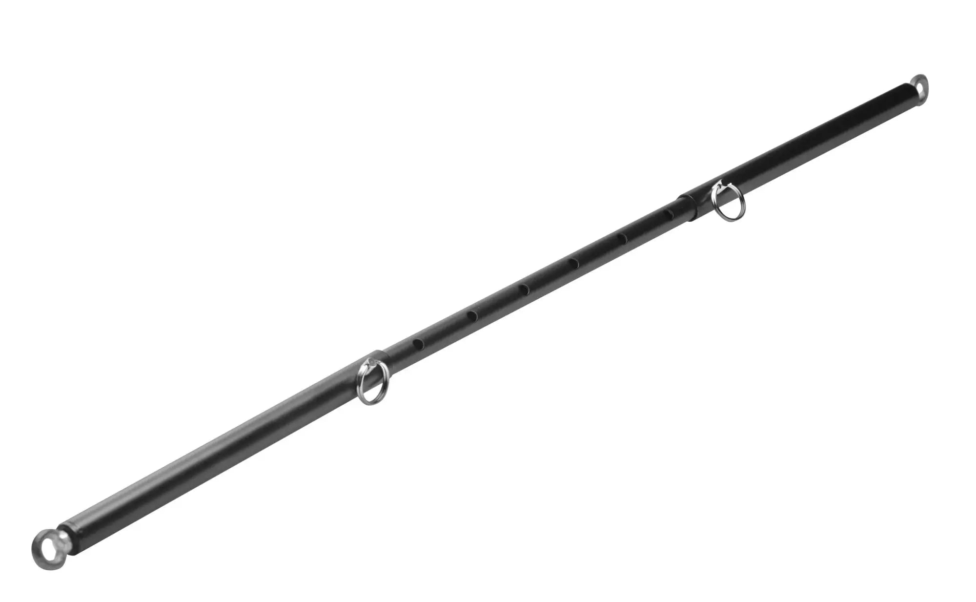 Master series adjustable steel spreader bar black metal pole with three evenly spaced silver rings for secure support