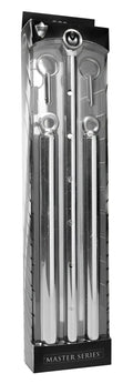 Set of four chrome-finished adjustable steel wrenches in sleek silver master series packaging