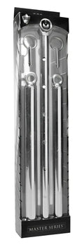 Set of four chrome-finished adjustable steel wrenches in sleek silver master series packaging