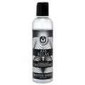 Clear plastic bottle with black cap and silver black label of master series ass relax desensitising lubricant 4.25 fl oz
