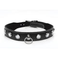 Black leather dog collar from master series bling vixen with clear rhinestones and silver metal ring