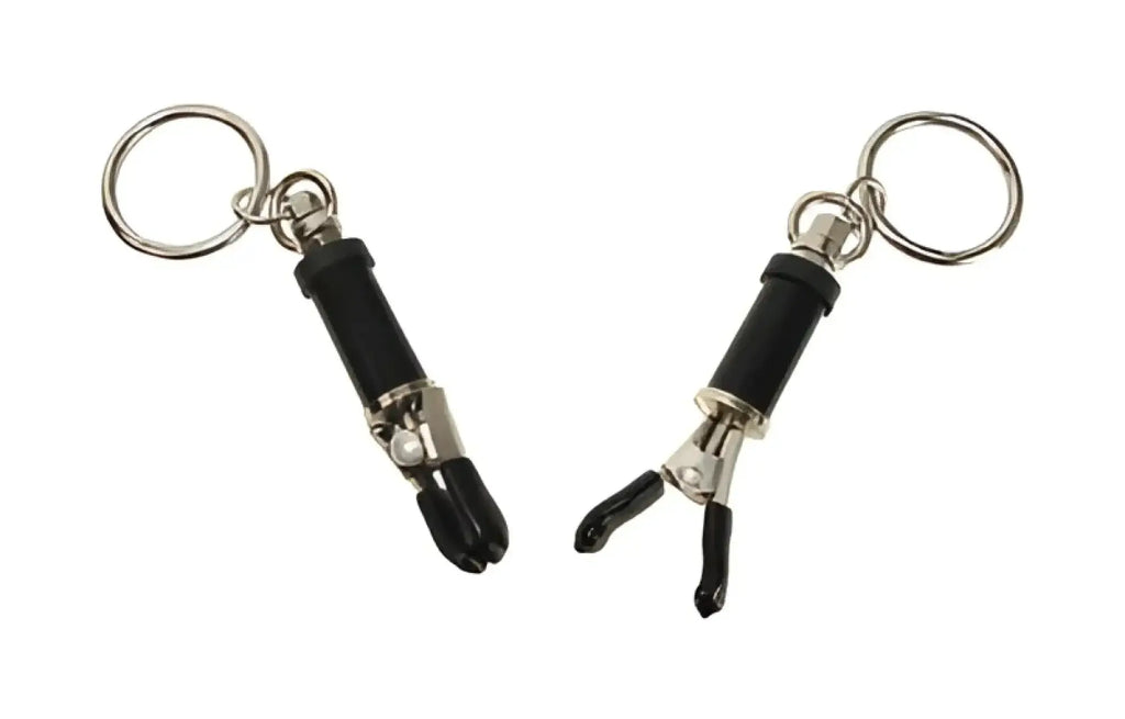 Master series bondage ring barrel clamps in black and silver with a sleek metallic finish for secure grip use