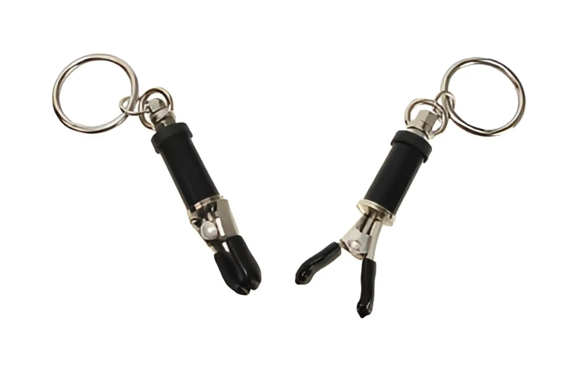 Master series bondage ring barrel clamps in black and silver with a sleek metallic finish for secure grip use