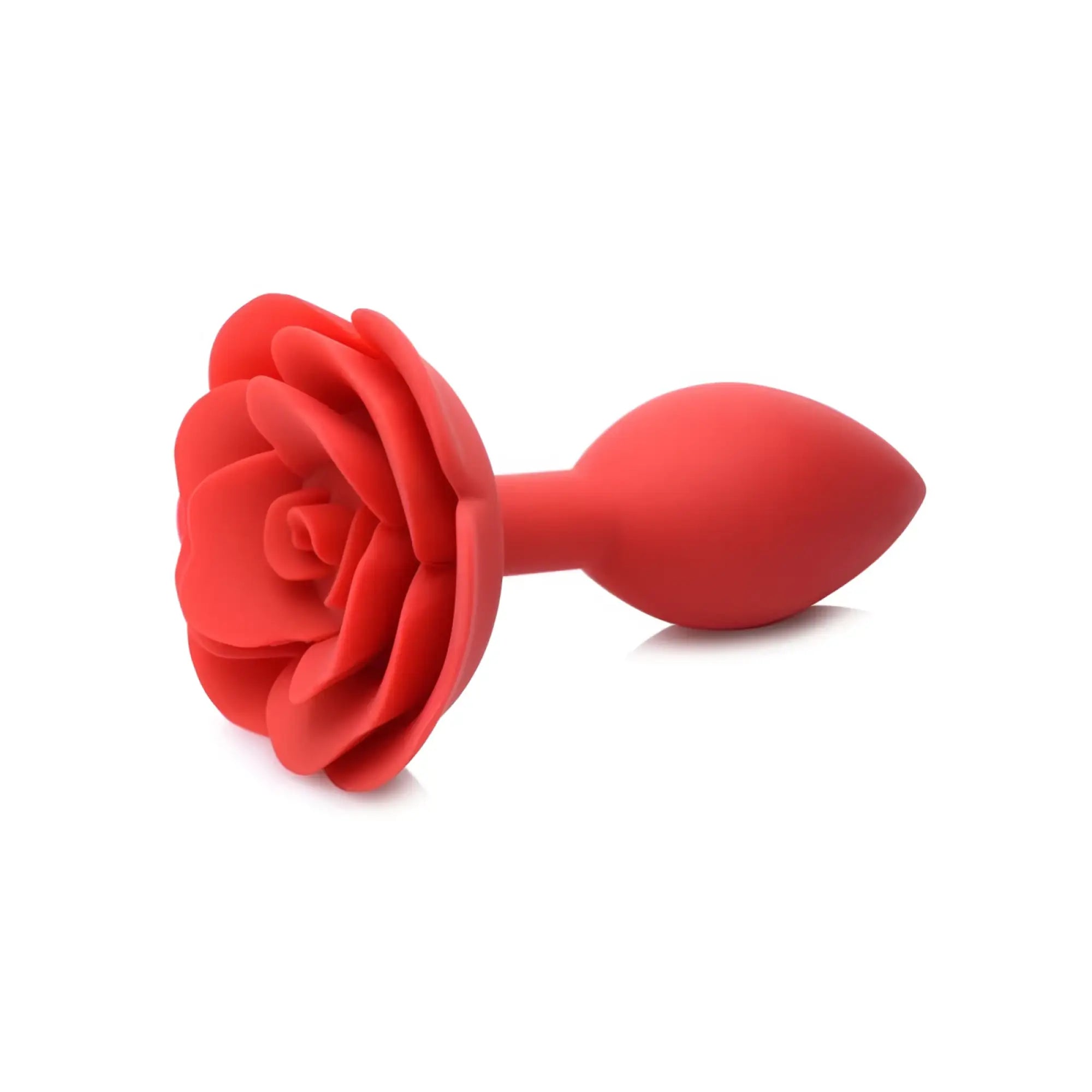 Red silicone rose-shaped anal plug large size from master series booty bloom collection