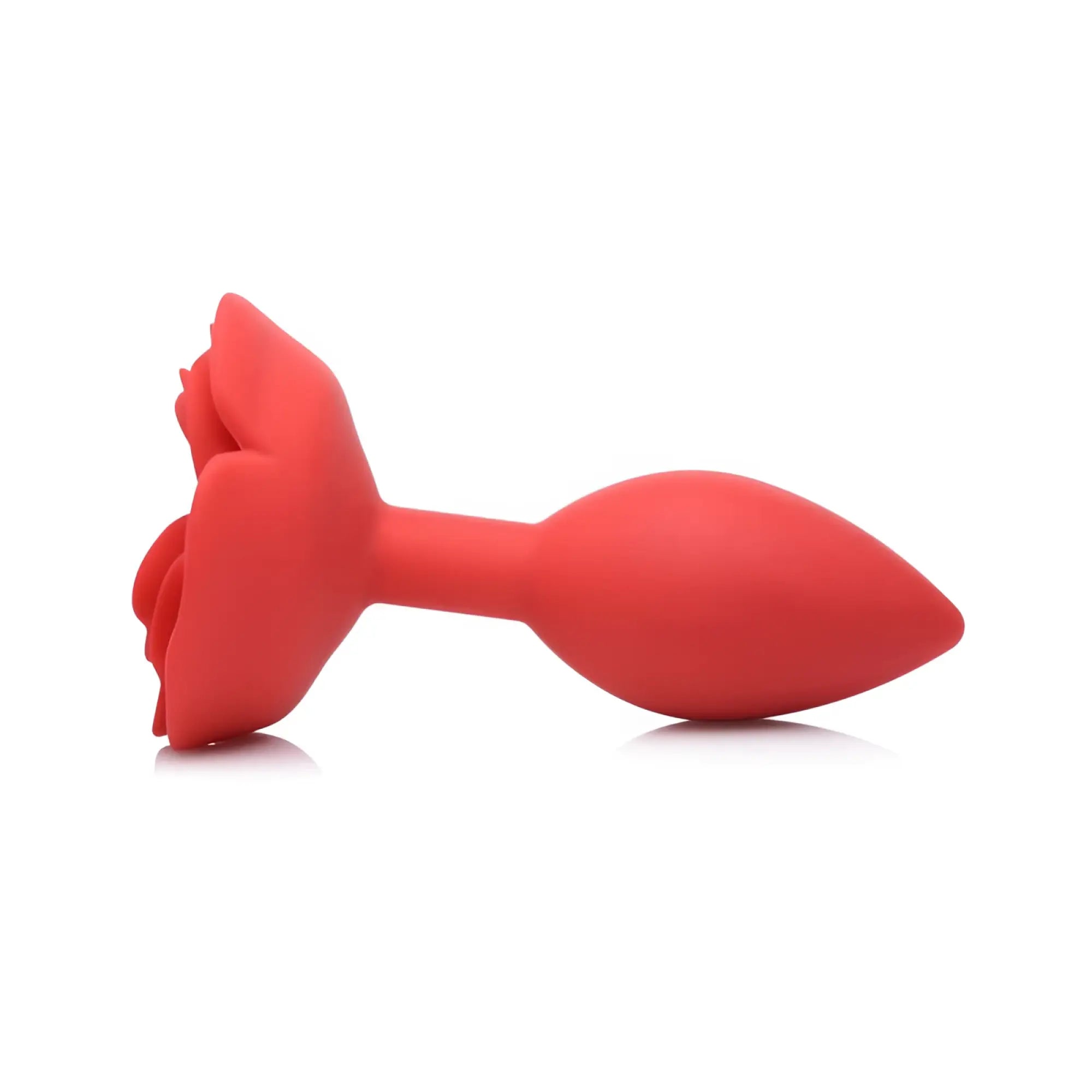 Red silicone rose-shaped butt plug from master series booty bloom large size for comfortable use