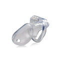 Master series clear captor chastity cage large l transparent plastic with circular ring and locking mechanism