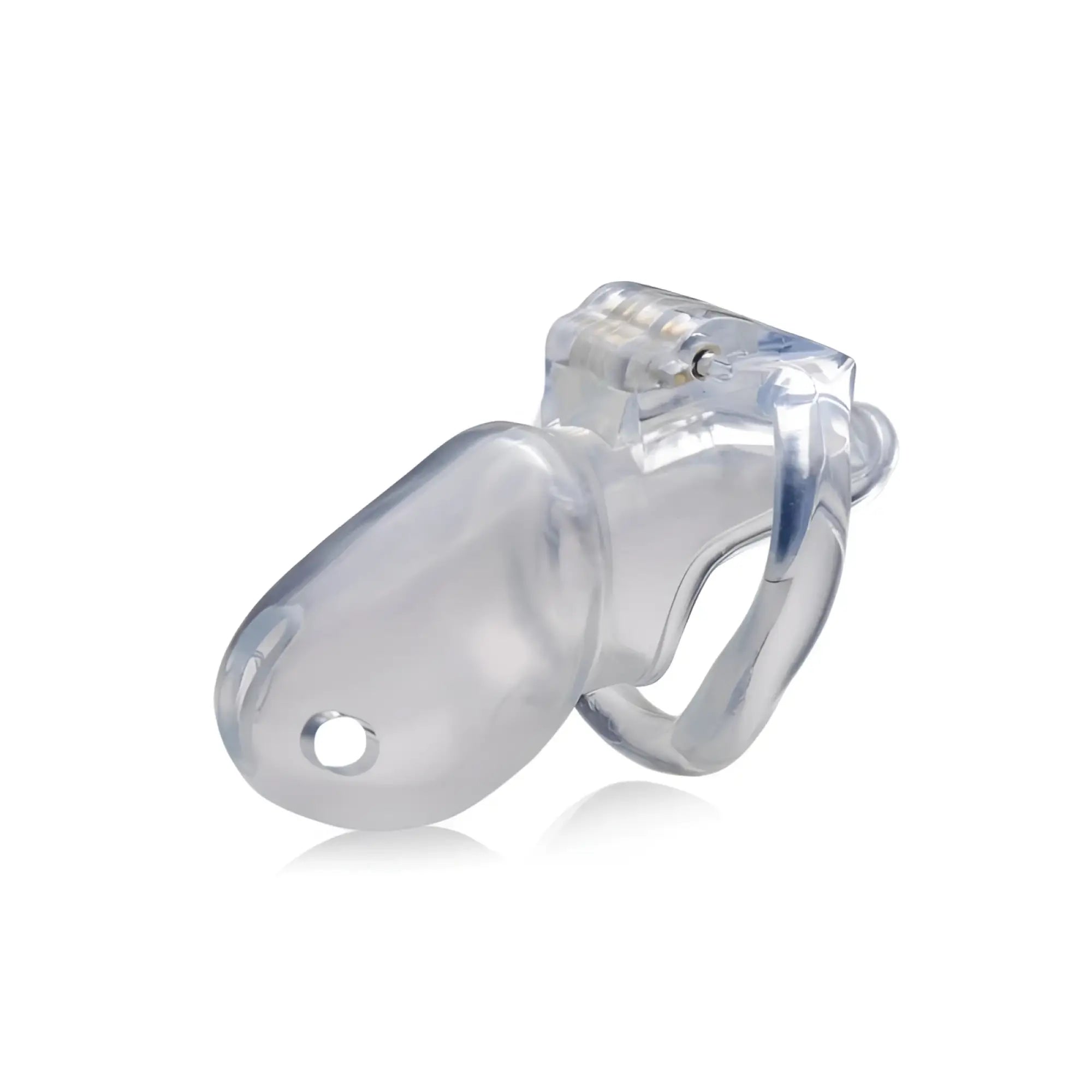 Master series clear captor chastity cage large l transparent plastic with circular ring and locking mechanism