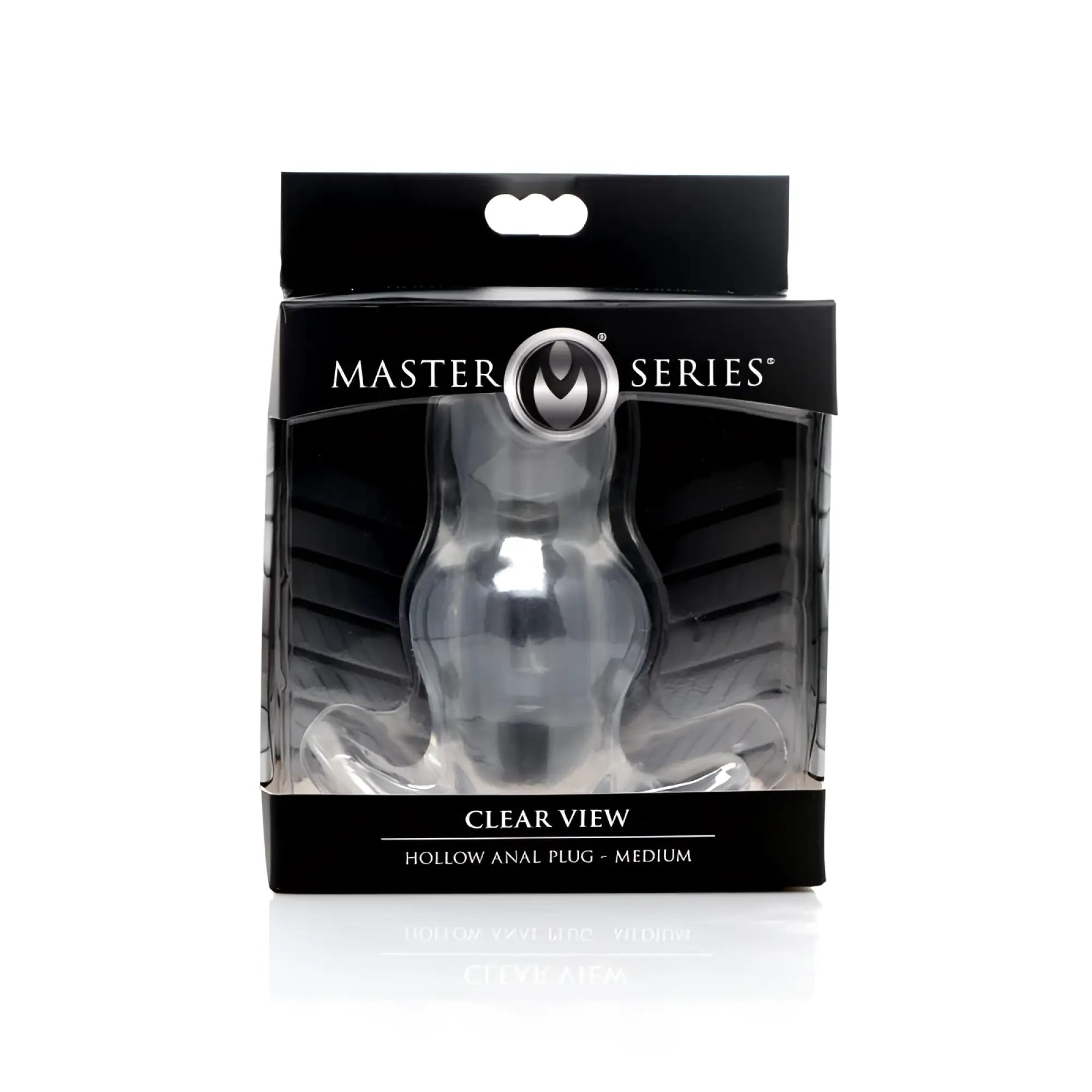 Master series clear view hollow anal plug medium size made of clear plastic for comfortable use