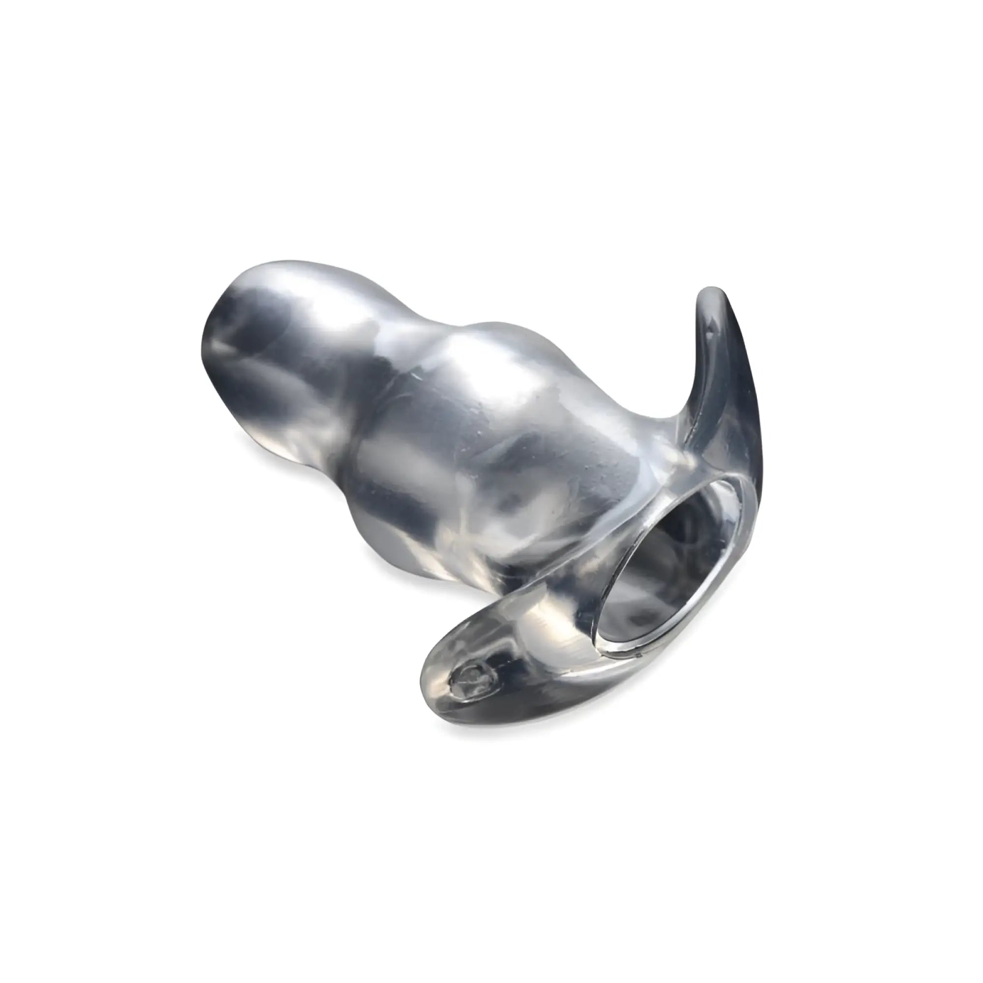 Master Series Clear View hollow anal plug small s clear translucent silicone with glossy finish and base ring