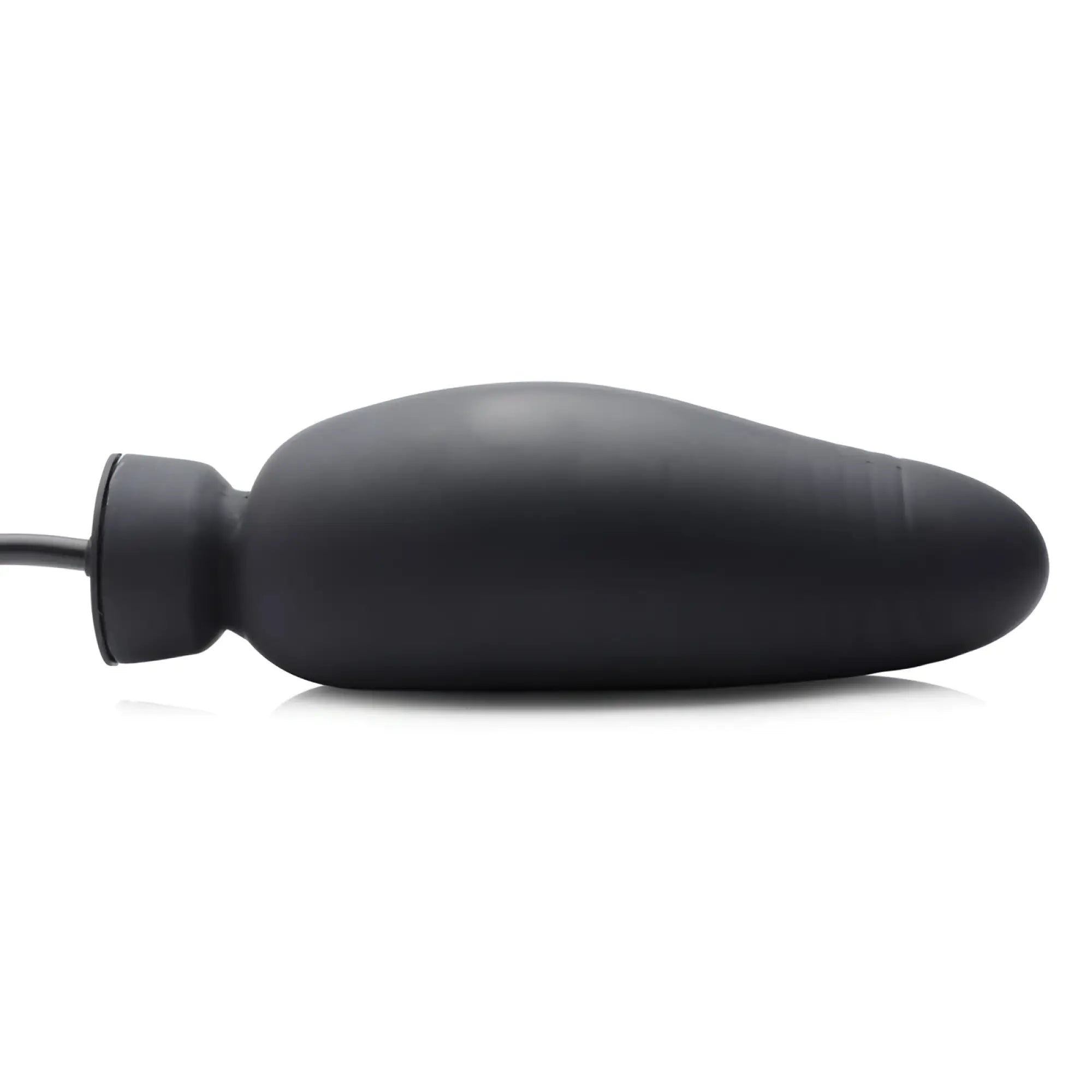 Black silicone anal plug with attached cord from master series dick spand inflatable silicone dildo black product line