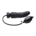 Master series dick spand black inflatable silicone dildo with bulbous pump and flexible hose for adjustable use