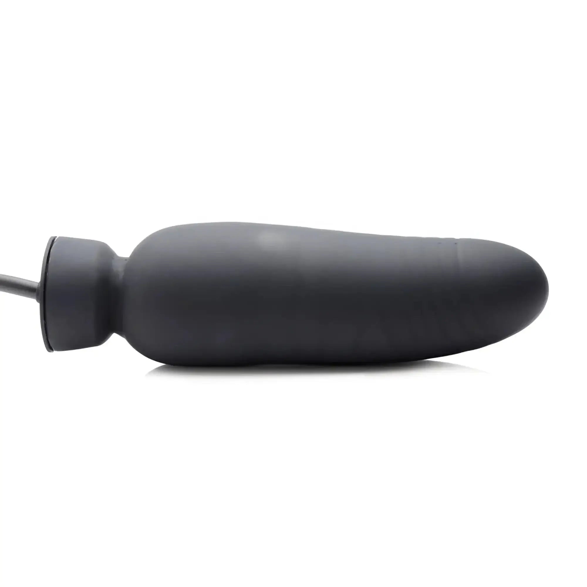 Black silicone vibrating dildo from master series with smooth tapered design and cylindrical base with cord