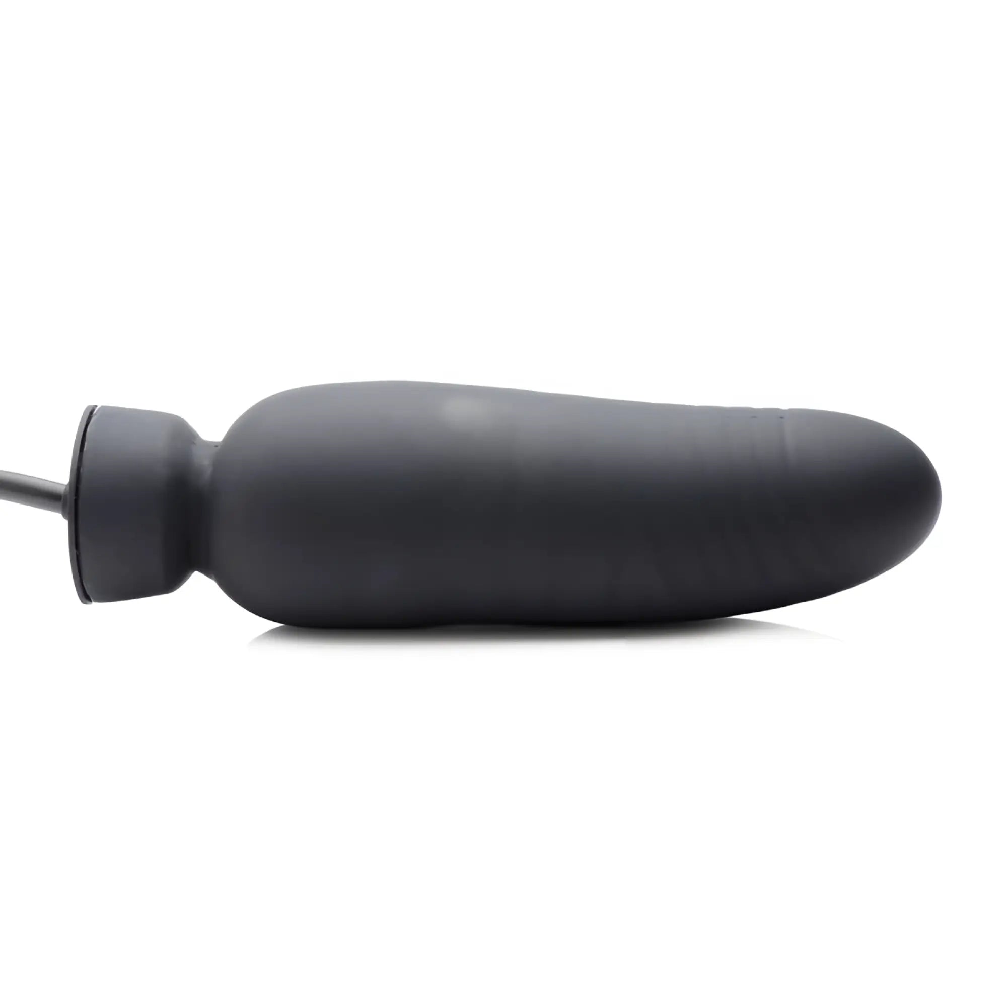 Black silicone vibrating dildo from master series with smooth tapered design and cylindrical base with cord