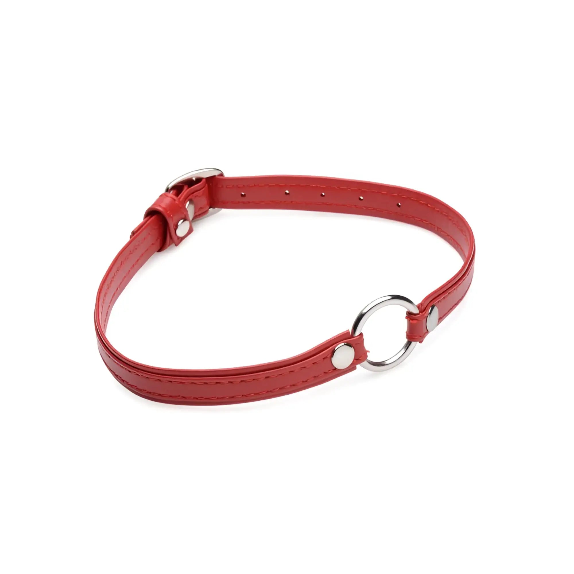Red leather collar from master series fiery pet leather choker with silver metal ring and buckle in red