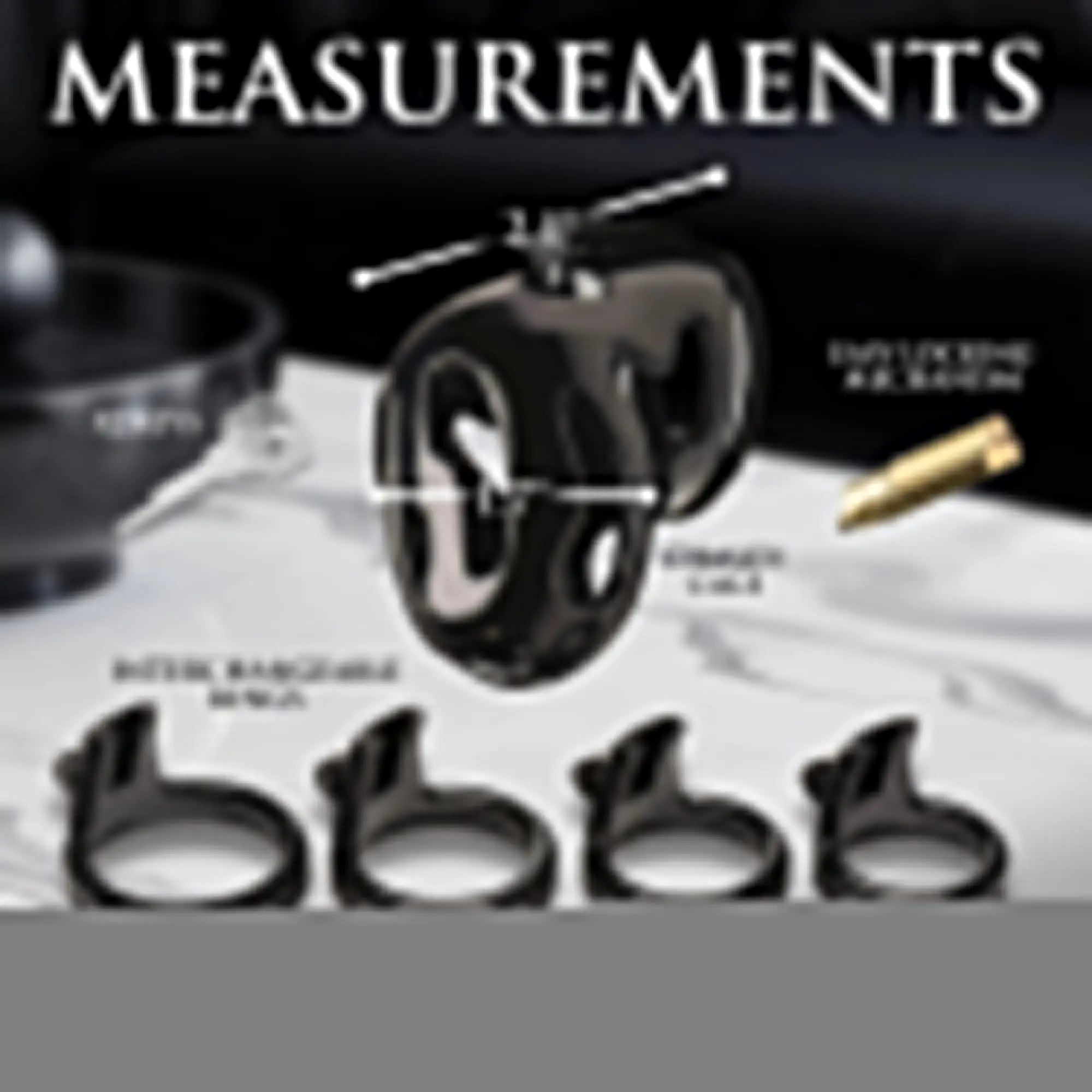 Black glossy plastic Master Series Hard Stop double ring chastity cage with interchangeable rings and easy locking mechanism