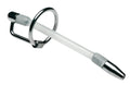Clear plastic flexible urethral sound with metallic tip and ring from master series inertia cum-thru plug