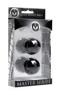 Black glass jaded ben wa balls 30mm in master series package for kegel exercise and pelvic training