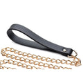 Black leather wrist strap with gold-toned chain links from master series leashed lover black gold chain leash