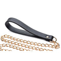 Black leather wrist strap with gold-toned chain links from master series leashed lover black gold chain leash