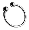 Silver-colored smooth metal master series pressure point beaded glans ring 25mm with two spherical ends