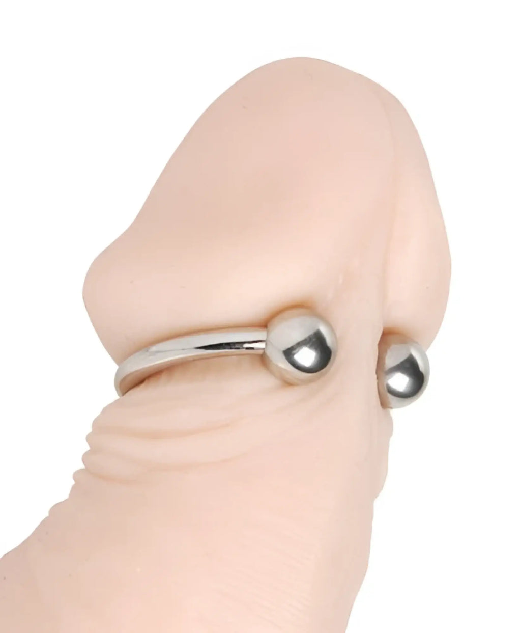 Silver metallic Master Series pressure point beaded glans barbell ring 25mm for body piercing with spherical ends