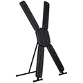 Master series st andrews cross deluxe frame featuring black padded x-shaped tufted back support with metal frame visible from back side
