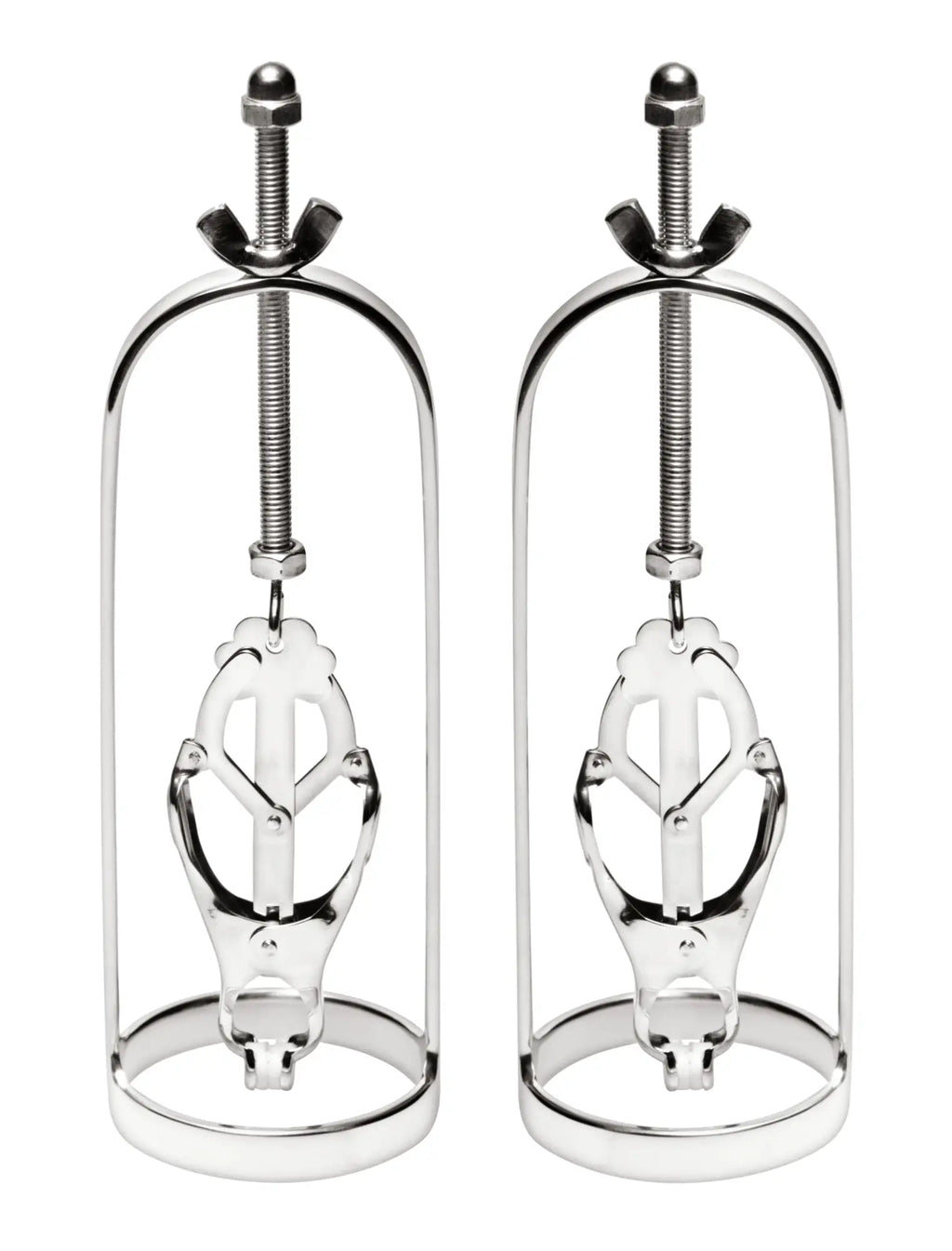 Master series stainless steel clover clamp nipple stretcher with chrome finish oval design and adjustable screw mechanism