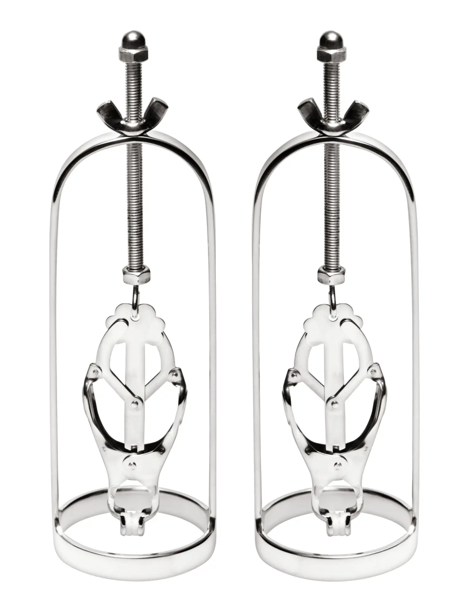 Master series stainless steel clover clamp nipple stretcher with chrome finish oval design and adjustable screw mechanism
