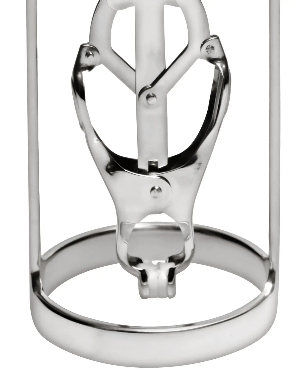 Silver metallic master series stainless steel clover clamp nipple stretcher with polished finish and intricate design
