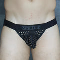 Black mckillop OJHQ hoist jock glory lycra briefs with perforated mesh design and elastic waistband
