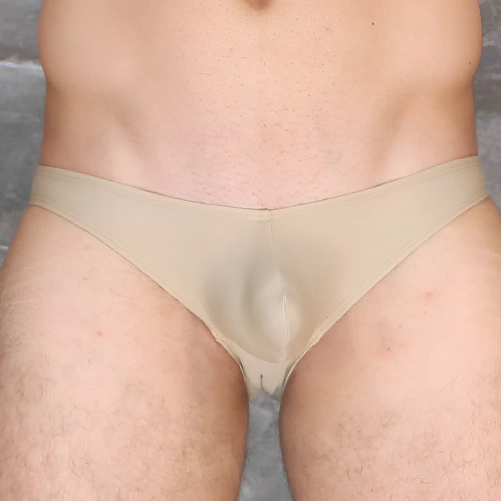 Beige mckillop vkds ta2 hoist bikini naked sheer mesh briefs with smooth form-fitting design front view