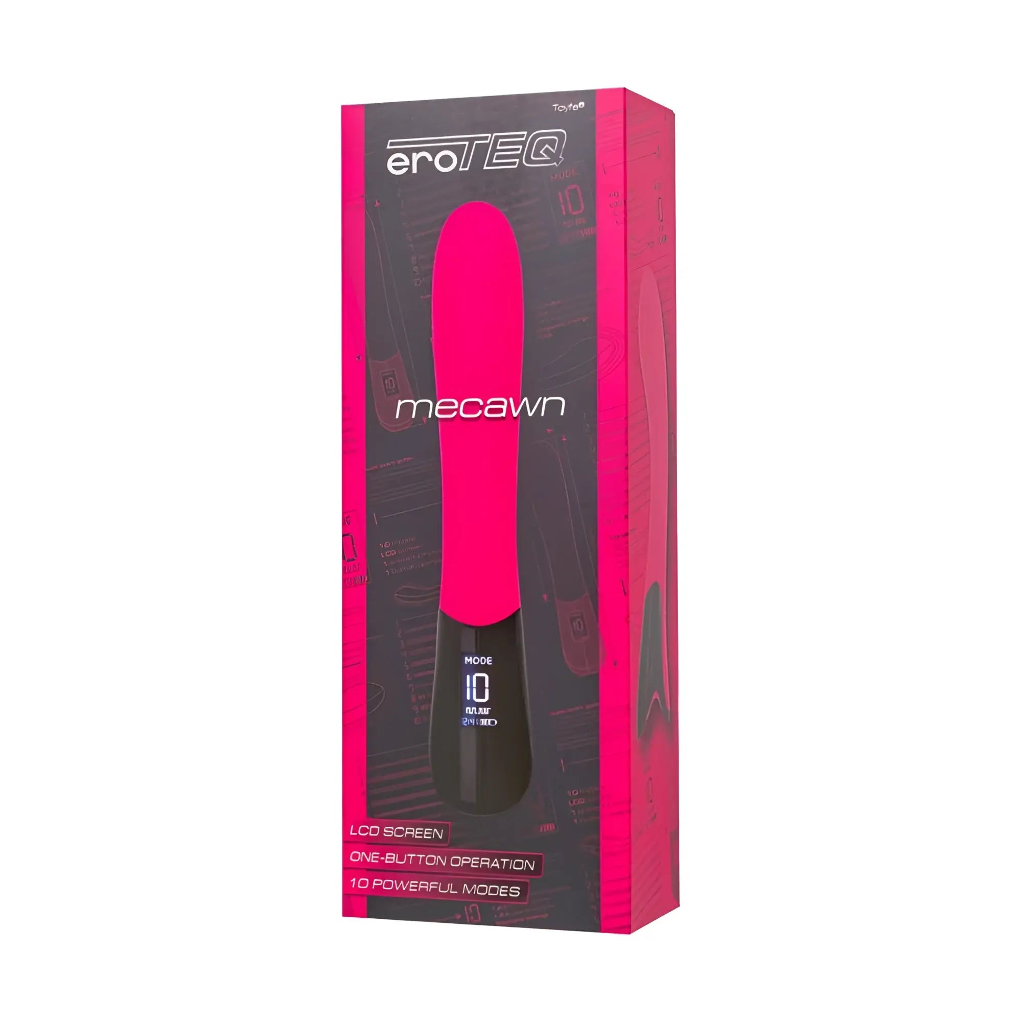Eroteq Mecawn slimline g-spot vibrator pink and black in retail packaging for targeted pleasure stimulation