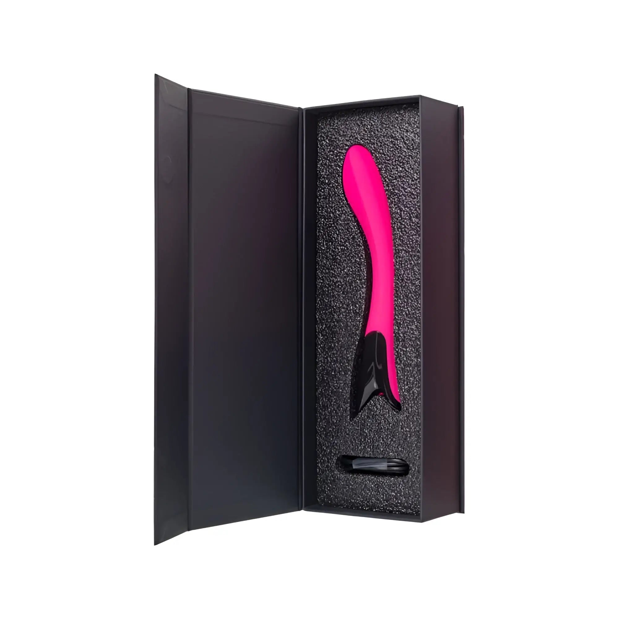 A sleek pink and black eroTEQ Mecawn Slimline G-spot vibrator with a smooth curved design for targeted pleasure