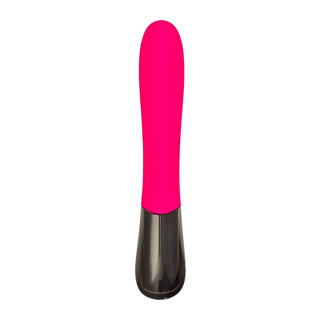 Vibrateq eroTeq Mecawn slimline pink g-spot vibrator with vibrant pink and black silicone ergonomic handle
