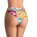 Vibrant mememe lingerie comics curios girl slip s bikini bottom with bold red lips yellow bananas and colorful speech bubbles