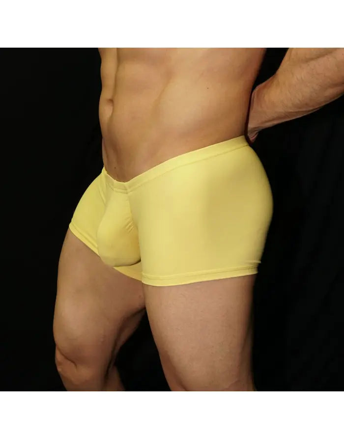 Men's yellow boxer underwear by Arroyman made from soft material featuring a snug fit and comfortable waistband.
