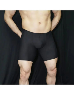 Black compression cycle shorts by Arroyman featuring a snug fit and smooth fabric shown on a male model.
