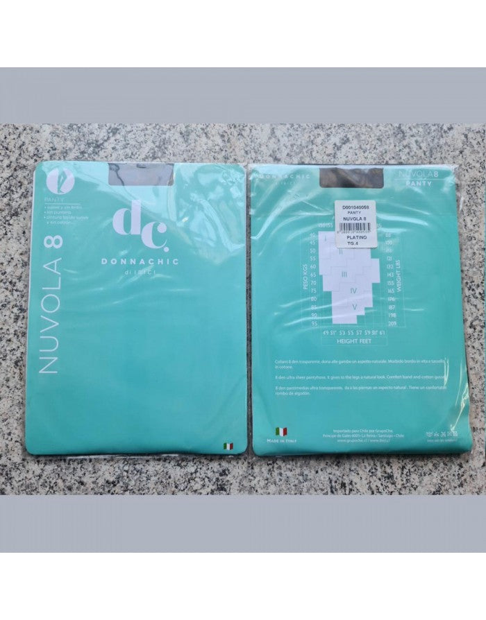 Two packages of turquoise pantyhose by Arroyman labeled Nuvola 8 with size and height information on the back.