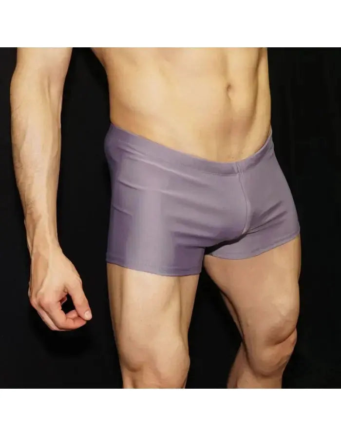 Men's lavender squarecut swimwear by Arroyman featuring a sleek fitted design and smooth fabric.