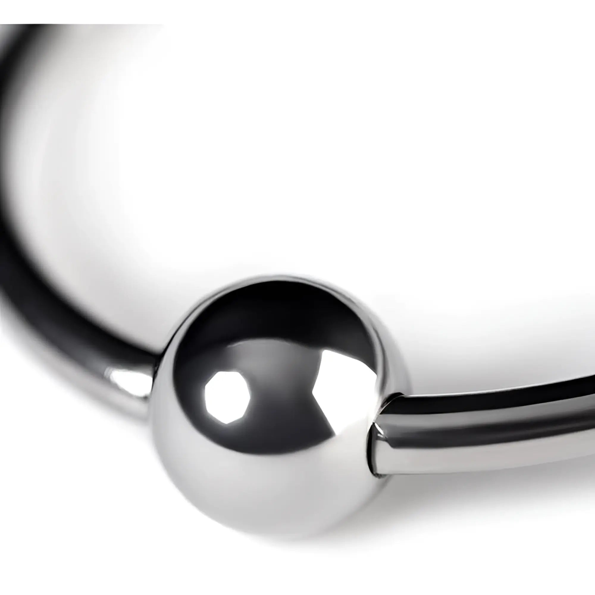 Shiny silver steel metal penis head ring 25mm with smooth rounded ball nose ring end for piercing use