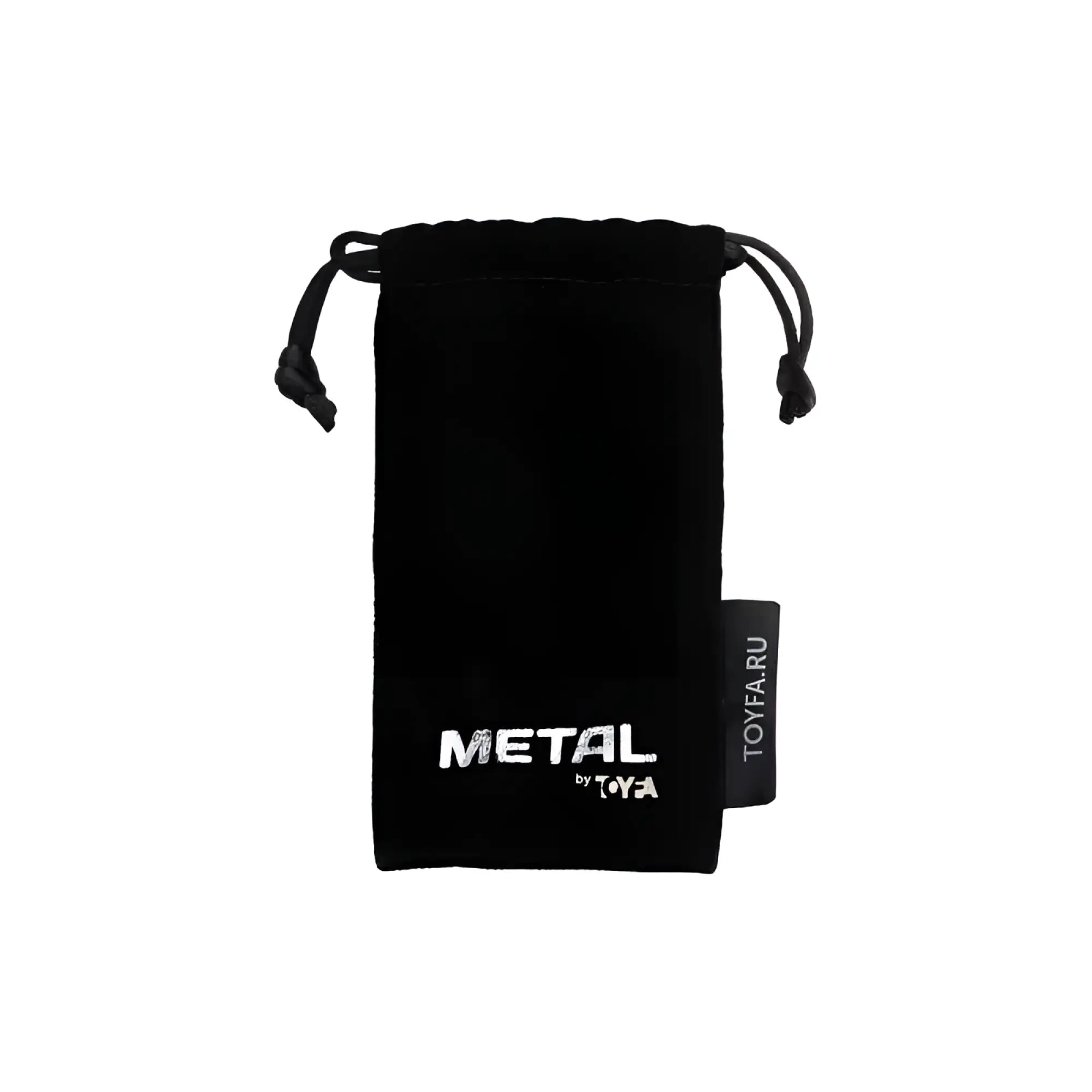 Black velvet drawstring pouch with white metal by toya branding for metal metal penis head ring 30mm storage