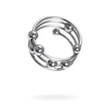 Silver metal penis head ring large 40mm with polished spherical beads multi-ring body piercing jewelry