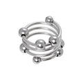 Metal penis head ring medium 35mm silver stainless steel with polished spherical beads on a sleek multi-layered coil design