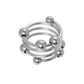 Metal penis head ring medium 35mm silver stainless steel with polished spherical beads on a sleek multi-layered coil design