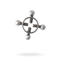 Silver metal 2 pc nipple clamps featuring silver-toned metal with four threaded rods and spherical ends